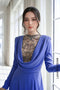 Royal Blue Modernized Ao Dai with Cowl Neck and Intricate Hand-Beading