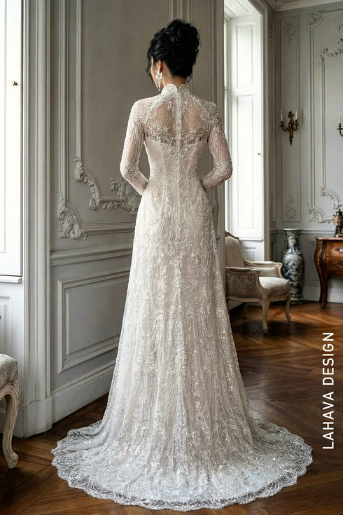 Premium Embellished White Bridal Ao Dai – Elegant & Radiant Beauty