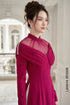 Sophisticated Magenta Draped Ao Dai with Sheer Mesh Detail