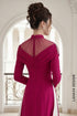 Sophisticated Magenta Draped Ao Dai with Sheer Mesh Detail