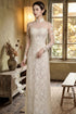 Elegant Ivory Floral Lace Bridal Ao Dai - LAD407