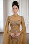 Royal Gold Embellished Ao Dai with Elegant Cape Sleeves