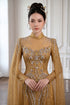 Royal Gold Embellished Ao Dai with Elegant Cape Sleeves