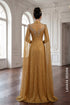 Royal Gold Embellished Ao Dai with Elegant Cape Sleeves