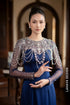 Sophisticated Navy Blue Ao Dai with Luxury Pearl Embellishments