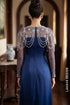 Sophisticated Navy Blue Ao Dai with Luxury Pearl Embellishments