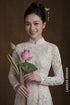 Exquisite Ivory & Blush Sequin Floral Lace Ao Dai