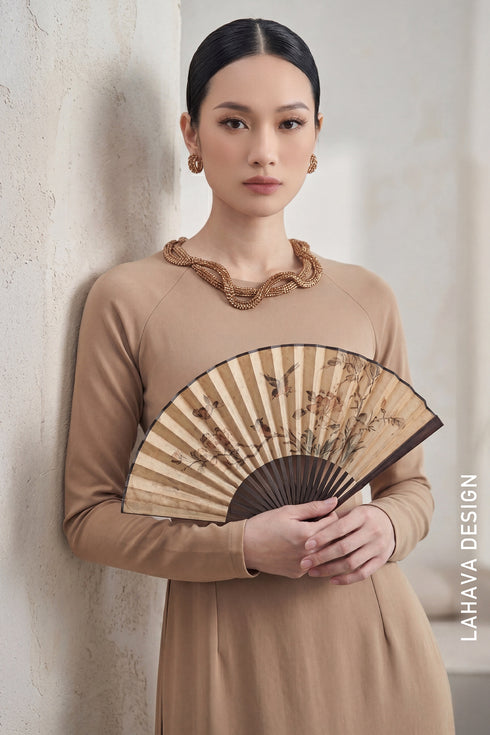 Minimalist Sand-Beige Áo Dài Set