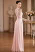 Elegant Pastel Pink Sequin-Embellished Modern Ao Dai