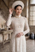 Elegant White Lace Bridal Ao Dai - A Harmonious Blend of Tradition and Modernity