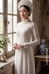 Elegant White Lace Bridal Ao Dai - A Harmonious Blend of Tradition and Modernity
