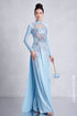 Exquisite Pastel Blue Hand-Beaded Modern Áo Dài