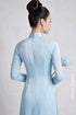 Exquisite Pastel Blue Hand-Beaded Modern Áo Dài