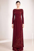 Elegant Maroon Beaded Ao Dai