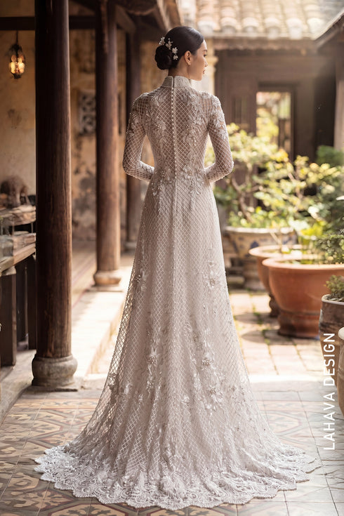 Exquisite Hand-Beaded Luxury Wedding Ao Dai