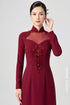 Elegant Deep Red Ao Dai with Hand-Beaded Details