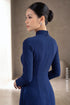 Premium Navy Blue Ao Dai with Hand-Beaded Feather Motif