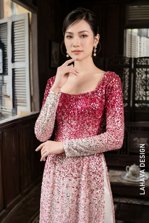 Elegant Ombre Sequin Modern Ao Dai