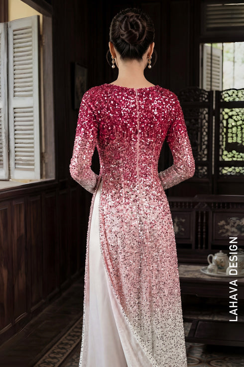 Elegant Ombre Sequin Modern Ao Dai