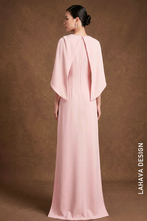 Elegant Pastel Pink Modern Ao Dai with Cape