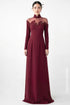 Elegant Burgundy Ao Dai with Exquisite Hand-Beaded Illusion Neckline