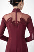 Elegant Burgundy Ao Dai with Exquisite Hand-Beaded Illusion Neckline