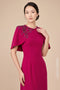 Elegant Magenta Ao Dai with Hand-Beaded Cape Overlay