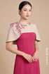 Modern Fuchsia Pink Ao Dai with Beaded Cape Overlay