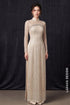 Elegant Champagne Sequin Tulle Ao Dai with Crystal Embellishments