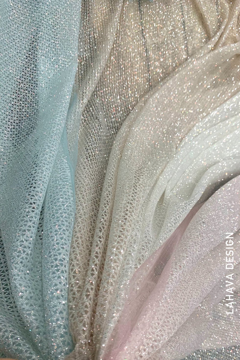 Elegant Champagne Sequin Tulle Ao Dai with Crystal Embellishments