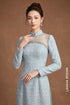 Modern Tweed Ao Dai with Sheer Mesh Illusion Neckline