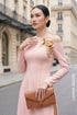 Modern Off-The-Shoulder Ao Dai with 3D Gold Floral Embellishments