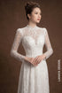 Ethereal White Lace & Sequin Bridal Áo Dài – Modern Elegance Meets Tradition
