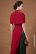 Elegant Crimson Red Modern Ao Dai with Emerald Silk Pants
