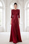 Luxury Burgundy Sequin & Hand-Beaded Evening Ao Dai