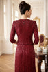 Premium Deep Red Sequin & Hand-Beaded Mother of the Bride Ao Dai