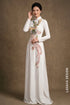 White Bridal Áo Dài with Handcrafted Phoenix & Floral Beadwork