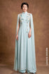 Elegant Pastel Blue Modern Ao Dai with Beaded Cape Sleeves