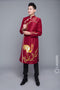 Dark red hand embroidered ao dai for men
