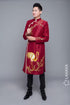 Dark red hand embroidered ao dai for men