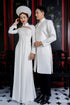 White couple ao dai with exquisite beadwork