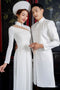 White couple ao dai with exquisite beadwork