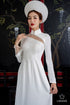 White couple ao dai with exquisite beadwork