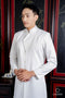 Impression white men's ao dai beaded