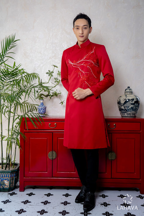 Sweet red - pink couple wedding ao dai