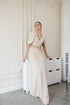 Luxurious beige cape sleeves evening dress