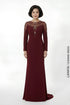 Burgundy Crystal-Embellished Evening Gown