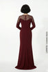 Burgundy Crystal-Embellished Evening Gown