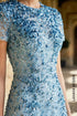 Sky Blue Jewel Neck Sequin Embellished Evening Gown