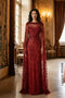 Burgundy Sequin Illusion Neck Dress with Floor-Length Cape